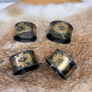 Southwestern Native Style Napkin Rings, Metal Napkin Ring Holders Set of 4